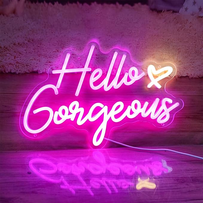 Hello Gorgeous Neon Signs Hello Gorgeous Wall Decor, Hello Gorgeous Bathroom - Image 9