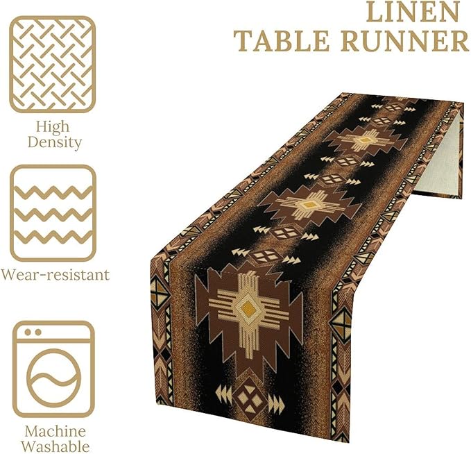 Aztec Table Runner Southwestern Native Vintage Geometric Pattern Table Runner - Image 5