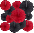 20 Pcs Black Red Hanging Paper Fan, Hanging Honeycomb Round Paper Fans by Zankubom