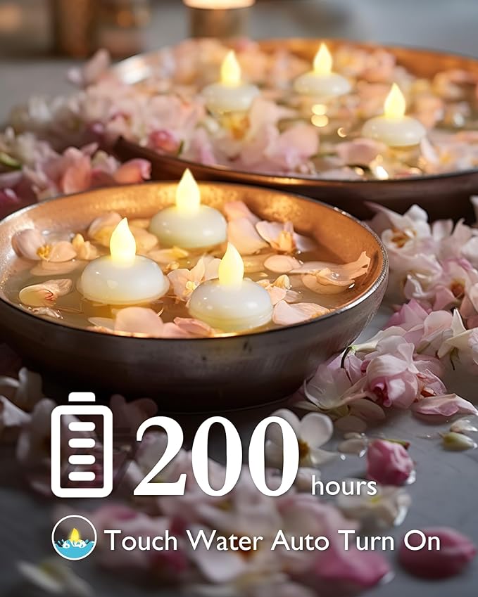 Homemory 48 Pack Waterproof Flameless Floating Tealights, Battery Flickering - Image 2