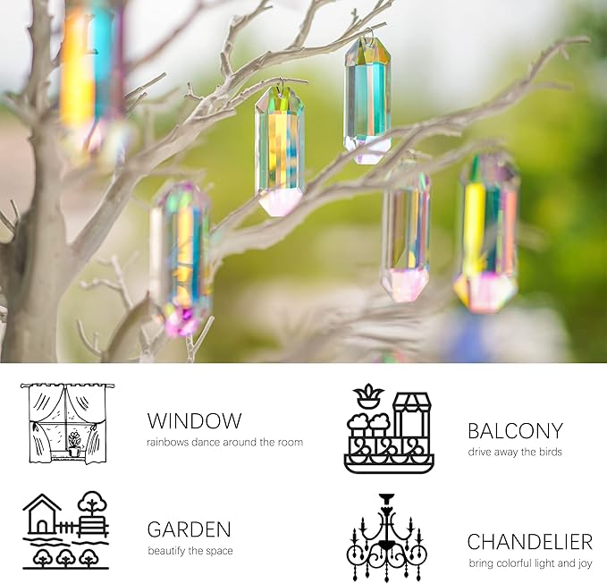 6 Pack 3'' Crystal Sun Catchers, AB Color Hanging Ornaments - Image 7