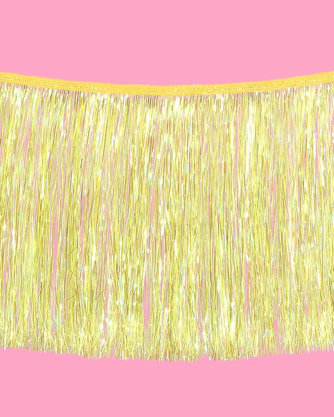 xo, Fetti Yellow Fringe Banner - 5 Ft. | Groovy Bachelorette Party Decorations - Image 3