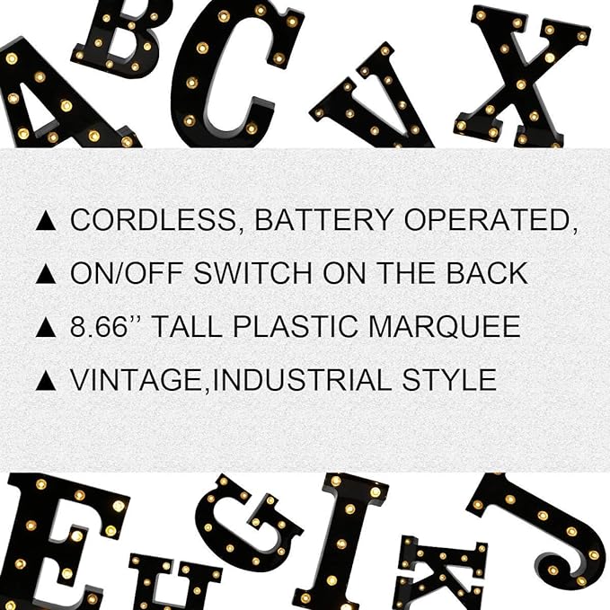 OYCBUZO Light Up Black Alphabet Marquee Letters Sign LED Marquee Number Lights - Image 7