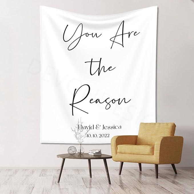 Custom Tapestry with Names and Date, Rustic Backdrop - Image 4