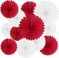 20 Pcs Red White Hanging Paper Fan, Hanging Honeycomb Round Paper Fans by Zankubom