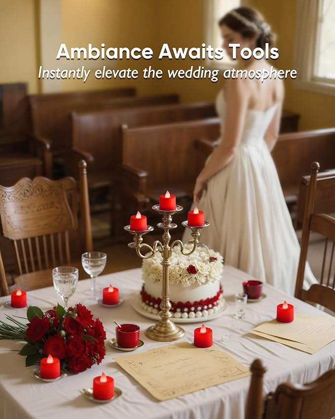 Amagic 24 Pack Red LED Tea Lights, Flameless Votive Candles Battery Operated - Image 4