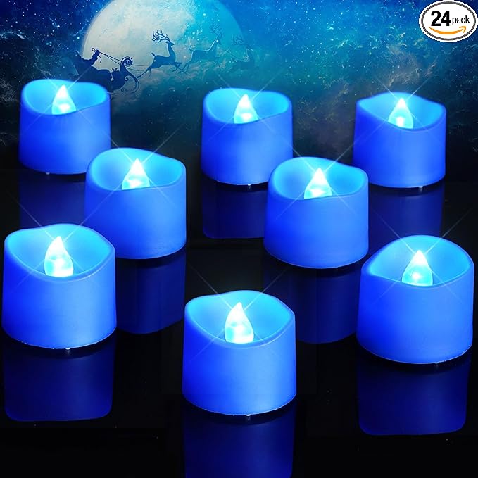 Homemory Blue Tea Lights Candles Battery Operated, 200+Hour Flameless by Homemory