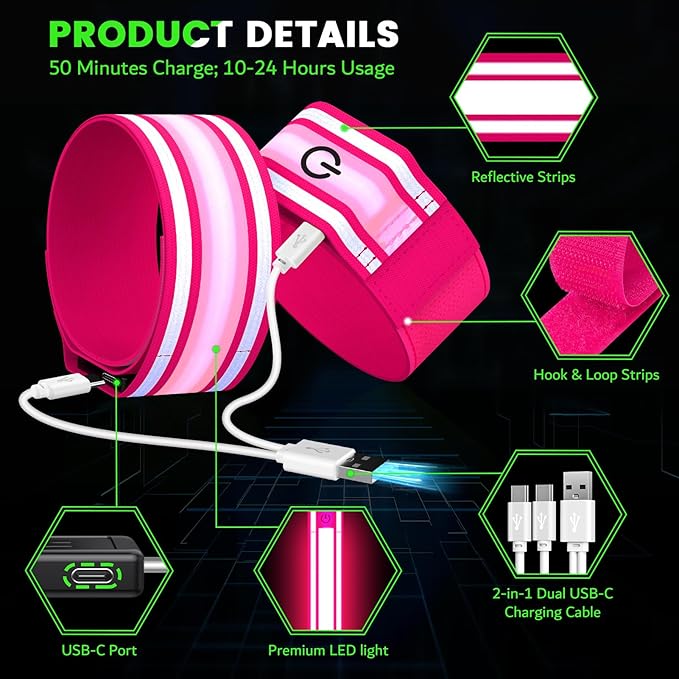 LED Armband for Running, Light Up Arm Bands for Night Walking Running, - Image 4