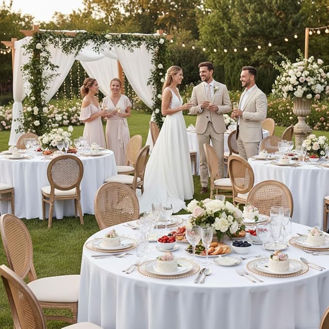 Fitable 6 Pack White Round Tablecloths - Image 2