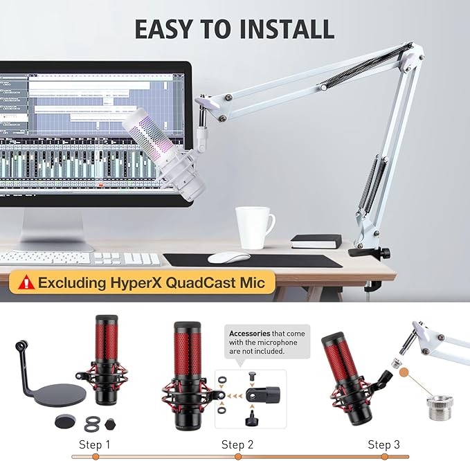 For HyperX QuadCast S White Boom Arm - Image 2