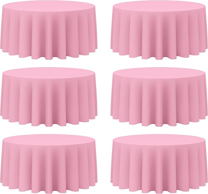 BRILLMAX 6 Pack Pink Round Tablecloths 132 Inch by BRILLMAX