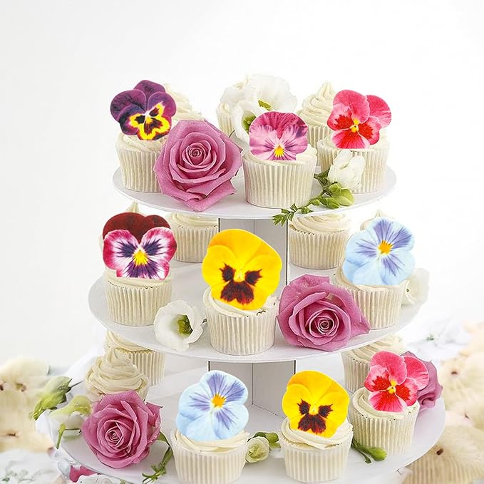 Ephlyn 64Pcs Edible Flower Cupcake Toppers Spring Bridal Engagement Baby Shower - Image 6