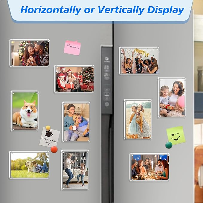 4 Pack Magnetic Picture Frames for Refrigerator 4x6, Acrylic Fridge Magnet Frame - Image 5