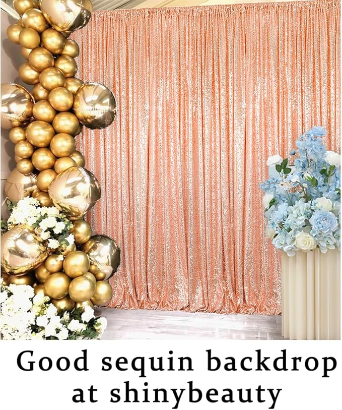 ShinyBeauty Rose Gold Backdrop Curtain 10ft Sequin Backdrop-Curtain 4 Panels - Image 6