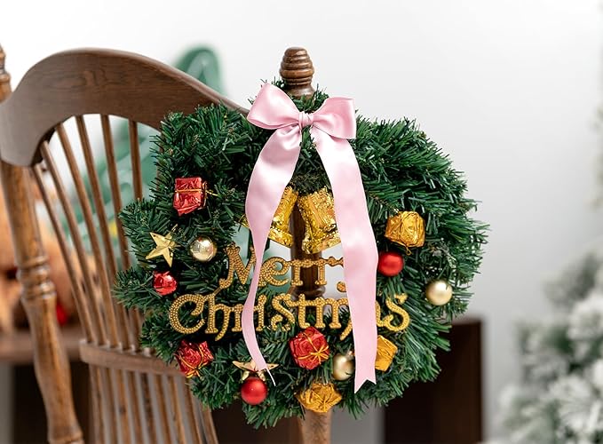 Pink Satin Ribbon Double-Faced Wired Ribbons - Image 4