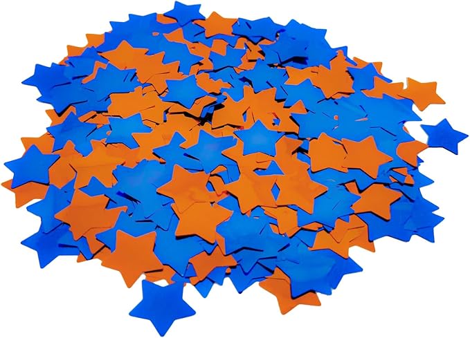 Blue and Orange Foil Confetti, Stars Foil Glitter Table Confetti, Sparkling by CC+Wonderland