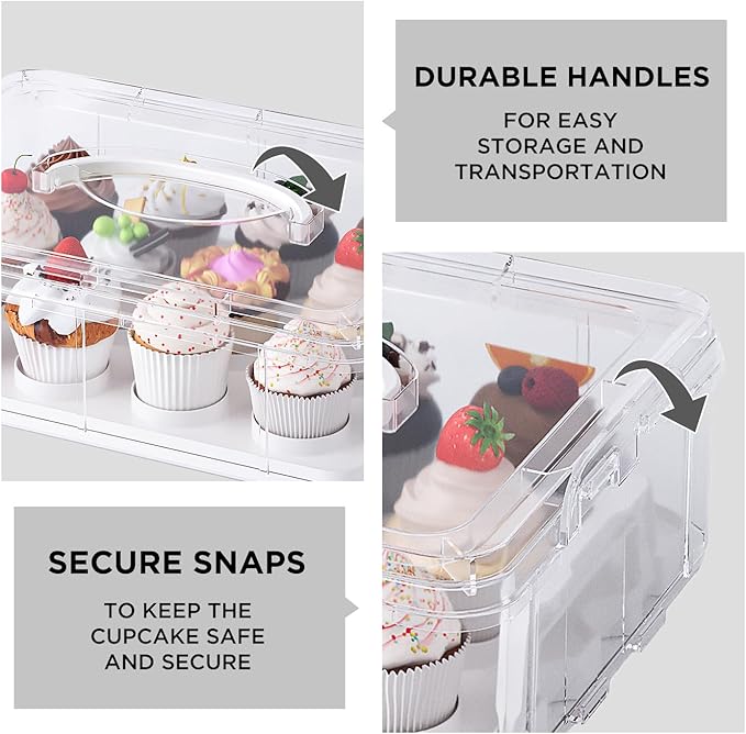 Two Tier Cupcake Carrier, Reusable Detachable Cupcake Box - Image 4
