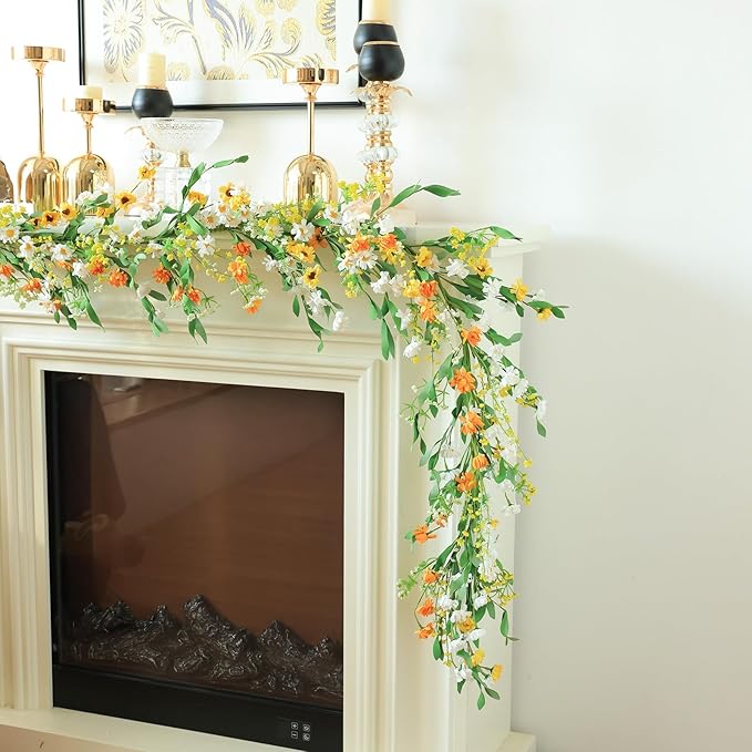Mizii Artificial Flower Garland 6FT Fake Daisy Floral Garland Daisies Hanging - Image 3