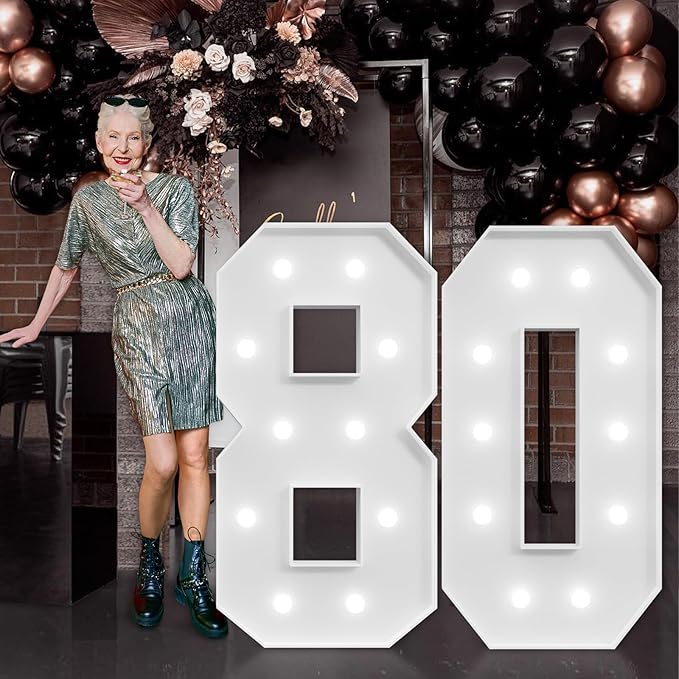 imprsv Marquee Numbers Large 80th-Birthday Decorations: 4ft Light Up Number - Image 6