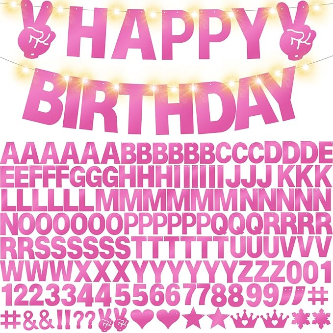 167Pcs DIY Glitter Customizable Banner Kit Happy Birthday Letter Banners by WELITTCON