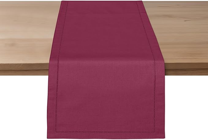 Ruvanti Linen Table Runner 72 Inches, Classic Hemstitch, Non-Slipping, Stain by Ruvanti
