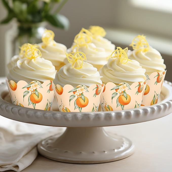 Whaline 36Pcs Little Cutie Cupcake Wrappers Watercolor Orange Cupcake Liners - Image 7