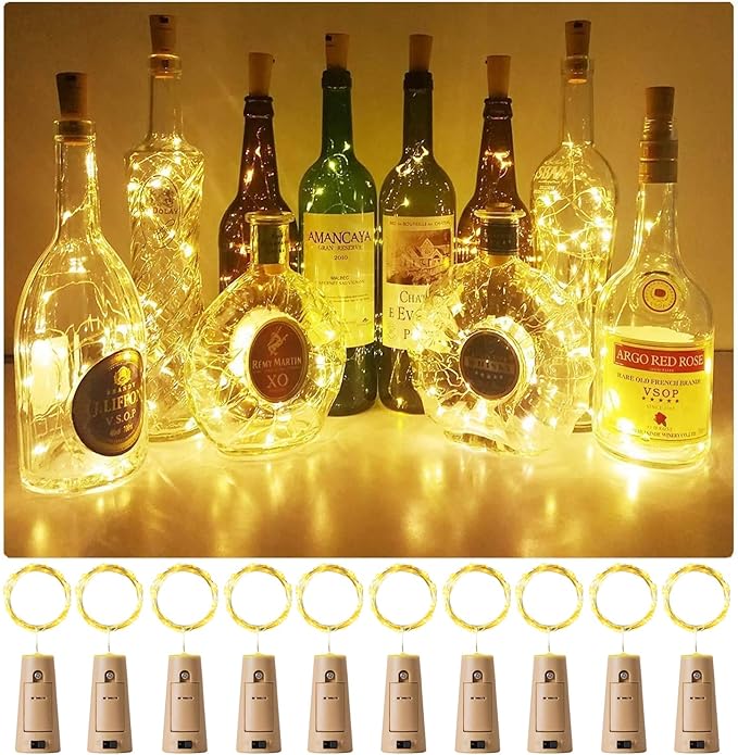 Aluan Wine Bottle Lights with Cork, Christmas Lights 10 Pack 20 LED Mini Fairy by Aluan