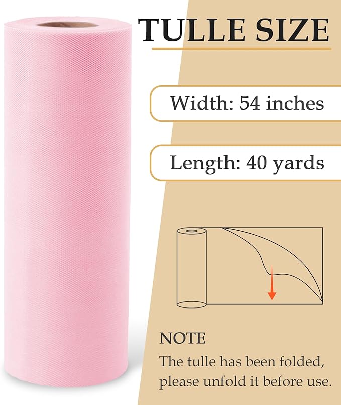 Light Pink Tulle Fabric Roll - Image 2