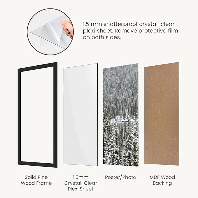 Opposite Wall - 50x70 cm - Black Solid Wood Picture Frame - Lightweight - Image 4