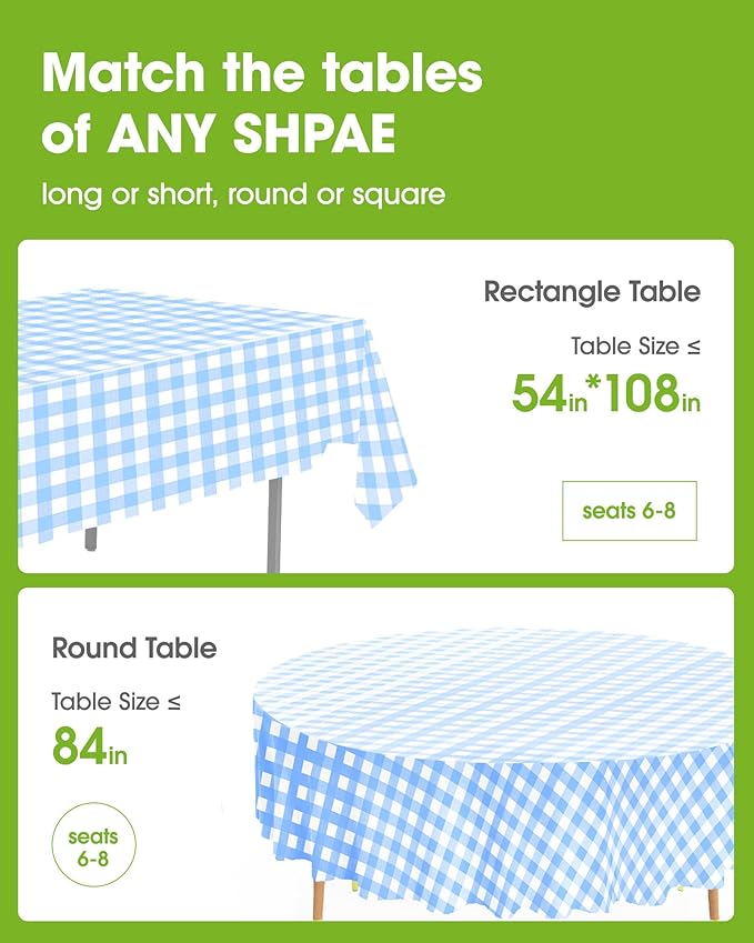 Pureegg Plastic Table Cloth Disposable 10 Pack, 54 x 108 Inch Table Cloths - Image 2