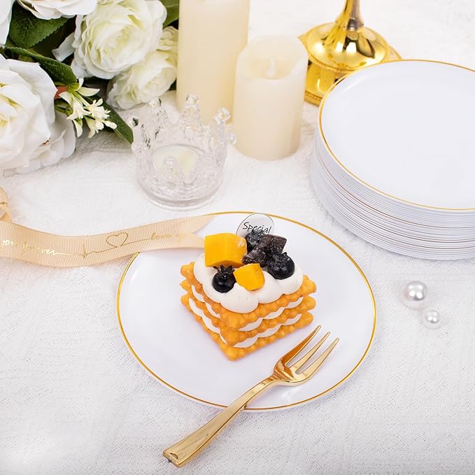 Festiva 200Pcs Gold Dessert Plates 6.3" - Image 8