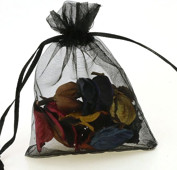 Wudygirl 100pcs Drawstring Organza Bags 5 x 7 Inch Black Transparent Jewelry - Image 3