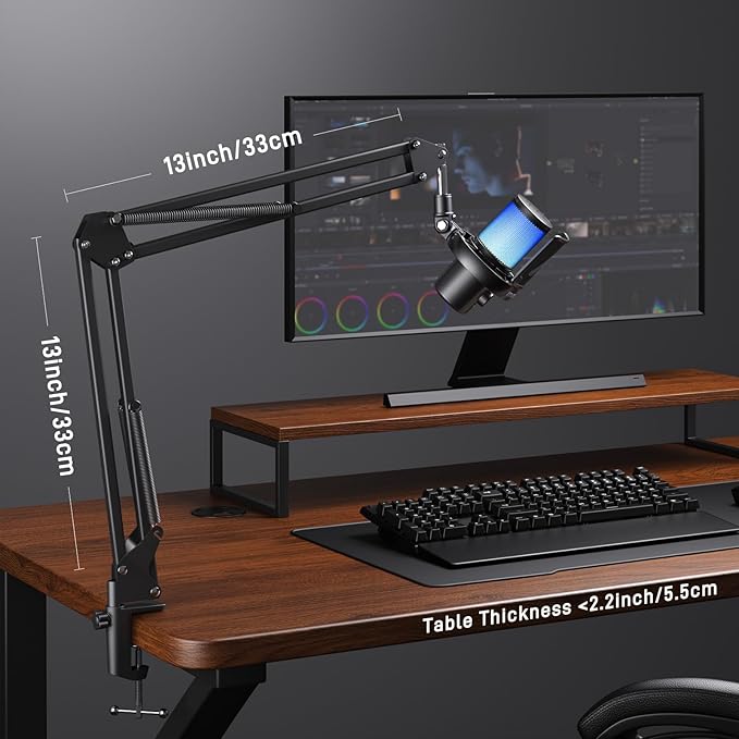 MAONO Boom Arm Microphone Stand: Adjustable Metal Suspension Mic Boom Arm - Image 9