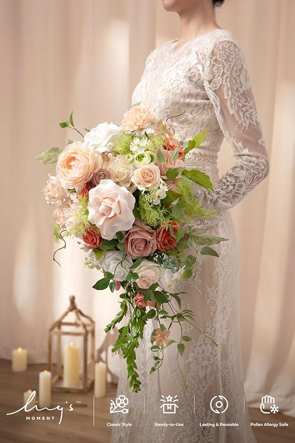 Ling's moment Pink Bride Bouquet - Image 4