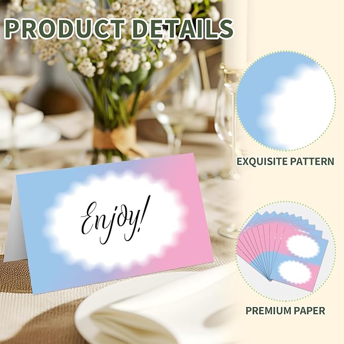 25 Color Gradient Place Cards for Table Seating, Tent Cards for Birthday Bridal - Image 3