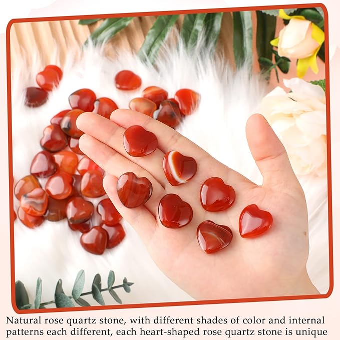 Gerrii 50 Pcs Heart Healing Stone Bulk Quartz Heart Inspirational Stones Gift - Image 4