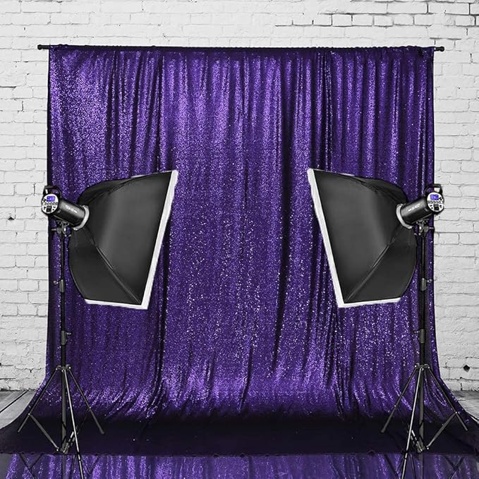 Eternal Beauty Purple Sequin Backdrop, 8x10 Ft Halloween Glitter Background - Image 7