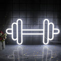 Lucunstar Gym Neon Sign, Barbell Dumbbell Shaped Neon signs White Neon Lights by LUCUNSTAR