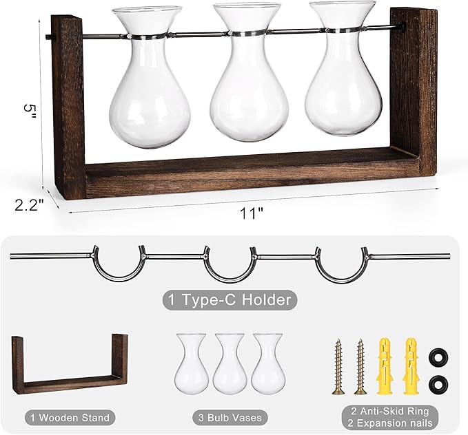YIBOT Wall Hanging Planter Propagation Station, Plant Terrarium - Image 3