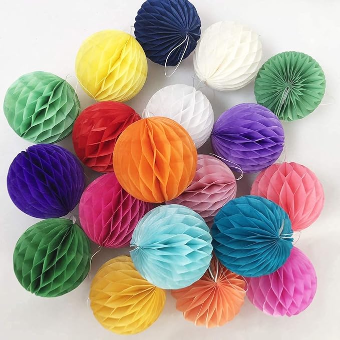20pcs 3inch Honeycomb Decoration Paper Flower Balls Tissue Paper Pom Poms by ZGjoy