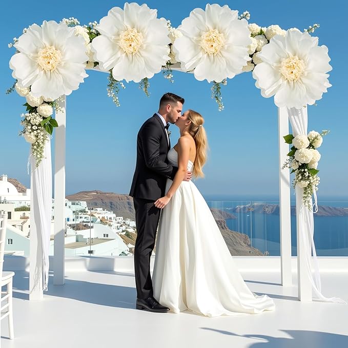 SUNBEAUTY 4 Pcs 20" White Giant Paper Flowers Large Crepe Tissue Artificial - Image 3