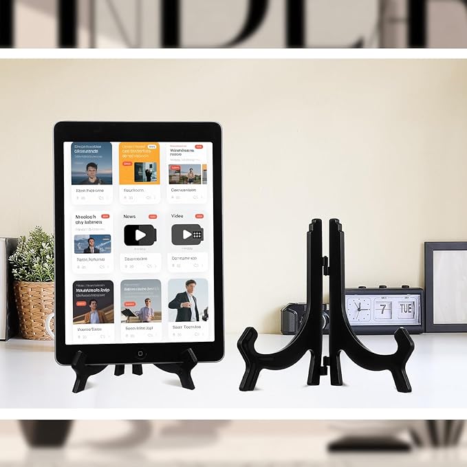 HESTYA 3 Pieces 4.5/7/9.8 Inch Black Acrylic Easels Display Stands Plate Stands - Image 6