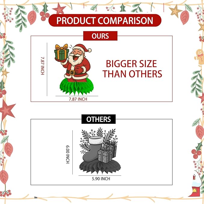 12Pcs Christmas Honeycomb Centerpieces Christmas Table Toppers Decorations - Image 7