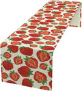 Strawberry Table Runner, Spring Summer Fruit Print Table Runner by Unknown