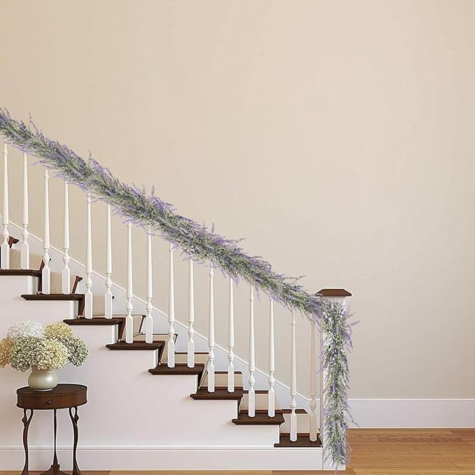 MAKHOT Spring Summer Lavender Purple Garland, 6Ft Lavender Artificial Green - Image 7