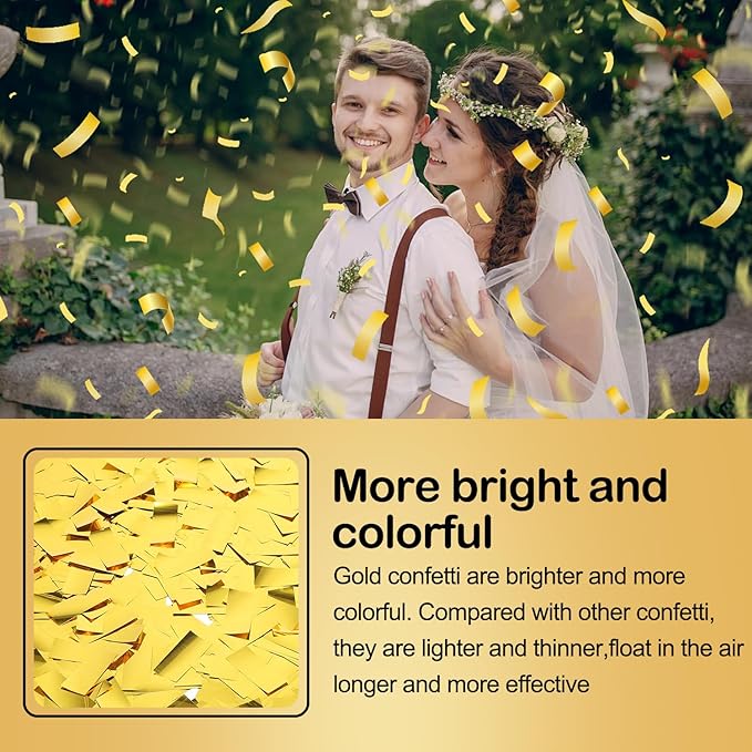 6 Pack Gold Confetti Cannon, Confetti Poppers, 12 Inch Party Poppers Shooters - Image 5