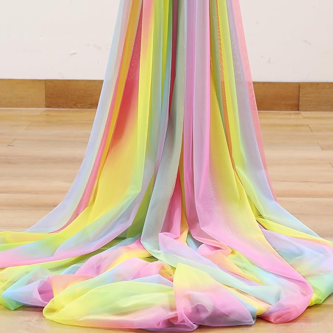 Rainbow Tulle Backdrop Curtain for Birthday Party Decorations 10ft x 10ft Sheer - Image 7