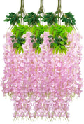12 Pack Pink Wisteria Hanging Flowers Garland, 3.77 Feet Artificial Flower Vines by Luerbi