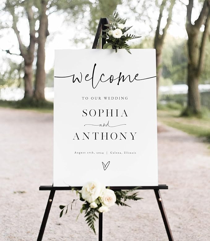 Welcome Wedding Sign Personalized, Minimalist Wedding Sign Decorations Signage by CENOVACY