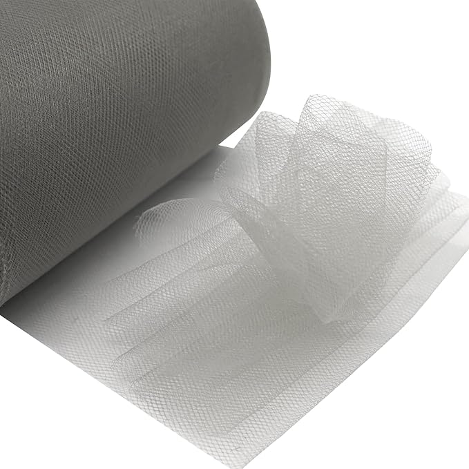 Silver Tulle Fabric Roll 6 Inch X 300 FT Matte Tulle Ribbon Netting Mesh Spool - Image 7